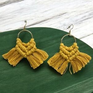 Handcrafted Yellow Tassel Earrings